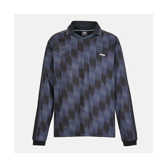 /メンズ/グラフィック ロングスリーブポロシャツ （BLACK）