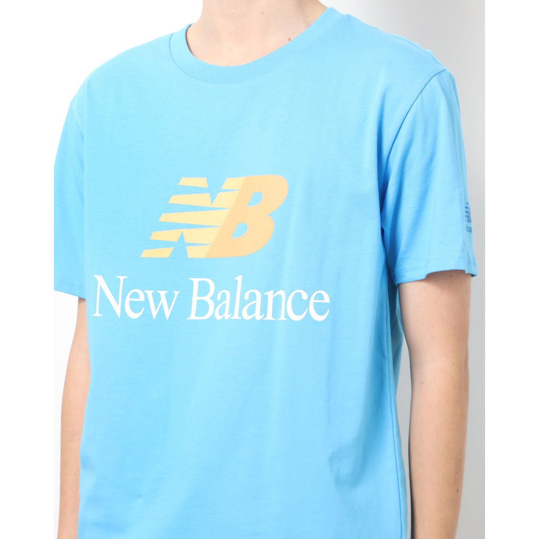 ニューバランス new balance メンズ 半袖Tシャツ スプリットロゴショートスリーブTシャツ_ AMT21529 （ブルー）  -アウトレット通販 ロコレット (LOCOLET)