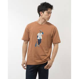 メンズ 半袖Tシャツ リラックス ショートスリーブTシャツ_Athletics Baseball Style MT41577 （ブラウン）