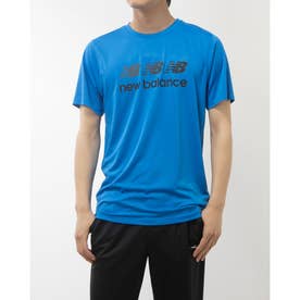 メンズ 半袖機能Tシャツ グラフィックショートスリーブTシャツ_(トリプルロゴ) AMT41001 （ブルー）