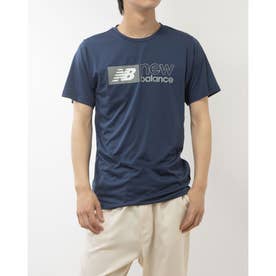 メンズ 半袖機能Tシャツ グラフィックショートスリーブTシャツ_(ブロックロゴ) AMT41000 （ネイビー）