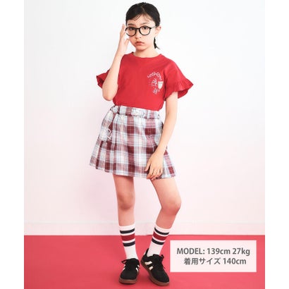 後ろ切り替えセーラー風パッチ刺しゅうTシャツ(110~150cm) （レッド）｜詳細画像