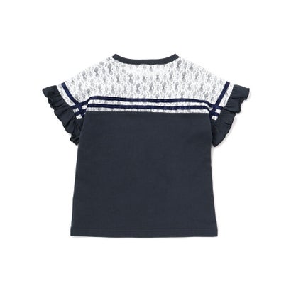 後ろ切り替えセーラー風パッチ刺しゅうTシャツ(110~150cm) （ネイビー）｜詳細画像