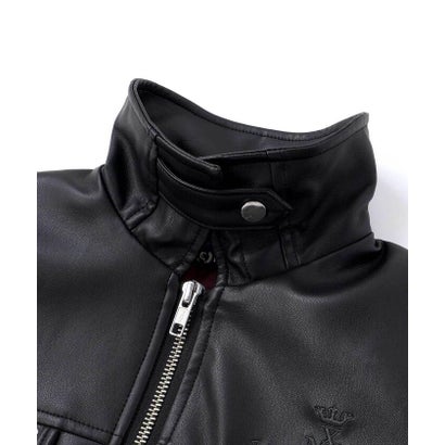 ネクシック nexchic フルジップフェイクレザージャケット(110~150cm) （ブラック）｜詳細画像