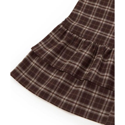 ネクシック nexchic 【お揃い】ネクタイ付きチェックワンピース＆ニットベストセット(110~150cm （ブラウン系）｜詳細画像