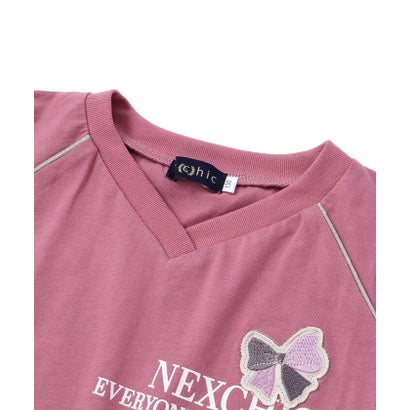 ロゴワッペン＆リボンディテールラグランロゴTシャツ(110~150cm) （パープル）｜詳細画像