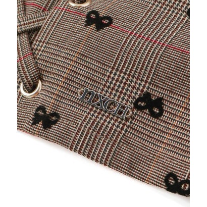 チェックレースアップビスチェ＆ロゴプリントTシャツセット(110~150cm) （ベージュ系）｜詳細画像