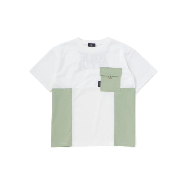 タフタ切り替えメッシュ半袖Tシャツ(110~150cm) （ホワイト）