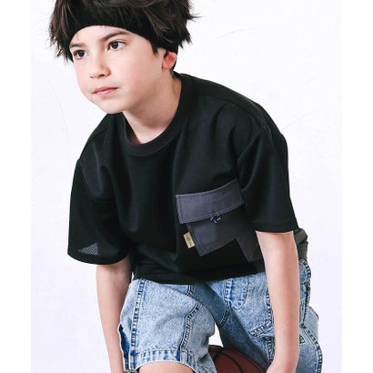 タフタ切り替えメッシュ半袖Tシャツ(110~150cm) （ブラック）｜詳細画像