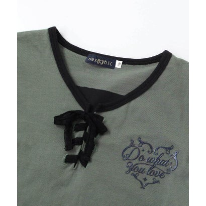 レースアップTシャツ＆レースアームカバーセット(110~150cm) （ブラック）｜詳細画像