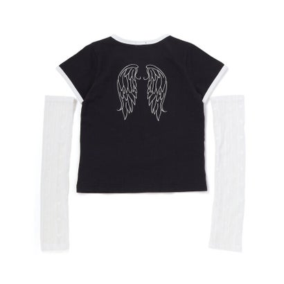 レースアップTシャツ＆レースアームカバーセット(110~150cm) （ブラック）｜詳細画像