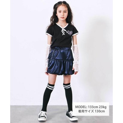 レースアップTシャツ＆レースアームカバーセット(110~150cm) （グリーン）｜詳細画像