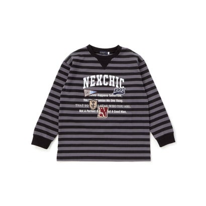 ボーダーワッペン付きTシャツ(110~150cm) （ブラック系）｜詳細画像