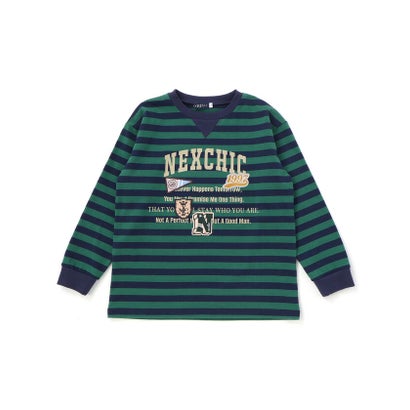 ボーダーワッペン付きTシャツ(110~150cm) （グリーン系）｜詳細画像