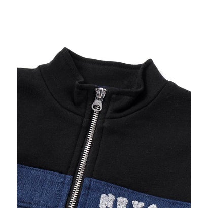 ネクシック nexchic ハーフジップデニム裏毛切り替えワンピース(110~150cm) （ブラック）｜詳細画像