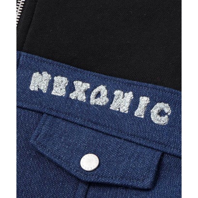 ネクシック nexchic ハーフジップデニム裏毛切り替えワンピース(110~150cm) （グレー）｜詳細画像