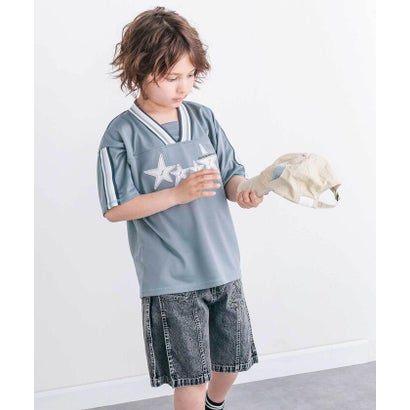 太ラインポイントメッシュTシャツ(110~150cm) （グレー）｜詳細画像