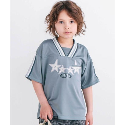 太ラインポイントメッシュTシャツ(110~150cm) （グレー）｜詳細画像