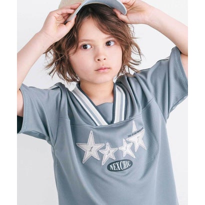 太ラインポイントメッシュTシャツ(110~150cm) （ホワイト）｜詳細画像