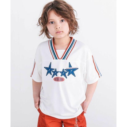 太ラインポイントメッシュTシャツ(110~150cm) （ホワイト）｜詳細画像