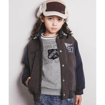 ネクシック nexchic ピーチ起毛タフタロゴパッチスタジャン(110~150cm) （グレー）｜詳細画像