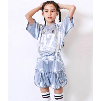 レースロゴパッチサテンユニフォーム半袖Tシャツ(110~150cm) （ネイビー）｜詳細画像