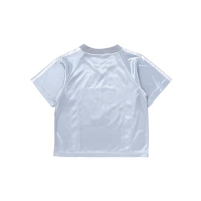 レースロゴパッチサテンユニフォーム半袖Tシャツ(110~150cm) （グレー）｜詳細画像