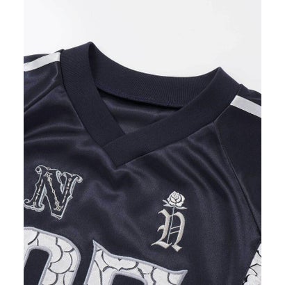 レースロゴパッチサテンユニフォーム半袖Tシャツ(110~150cm) （グレー）｜詳細画像