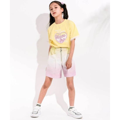 【接触冷感】袖レースハートパッチ天竺Tシャツ(110~150cm) （イエロー）｜詳細画像