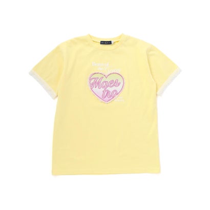 【接触冷感】袖レースハートパッチ天竺Tシャツ(110~150cm) （イエロー）｜詳細画像