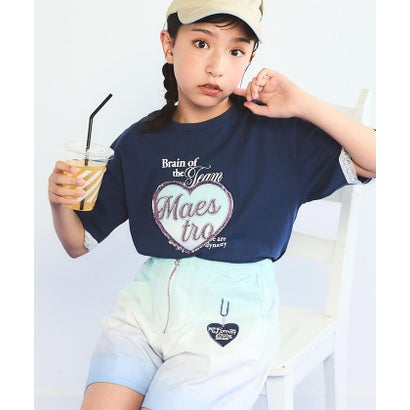 【接触冷感】袖レースハートパッチ天竺Tシャツ(110~150cm) （イエロー）｜詳細画像