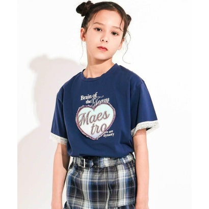 【接触冷感】袖レースハートパッチ天竺Tシャツ(110~150cm) （イエロー）｜詳細画像