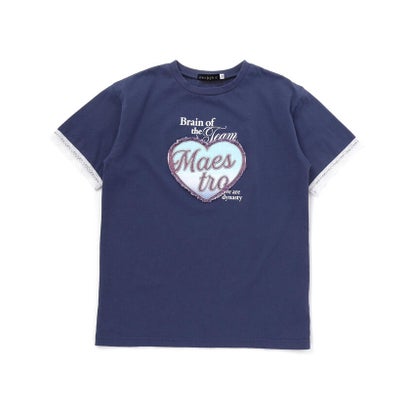 【接触冷感】袖レースハートパッチ天竺Tシャツ(110~150cm) （イエロー）｜詳細画像