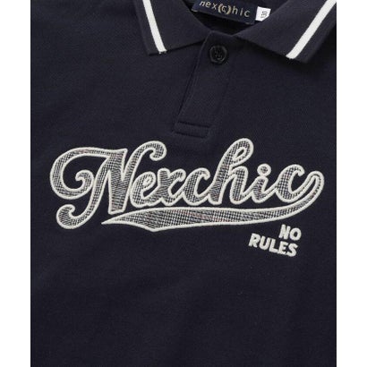 ネクシック nexchic ワッペン襟付き裏毛ポロシャツ(110~150cm) （ネイビー）｜詳細画像