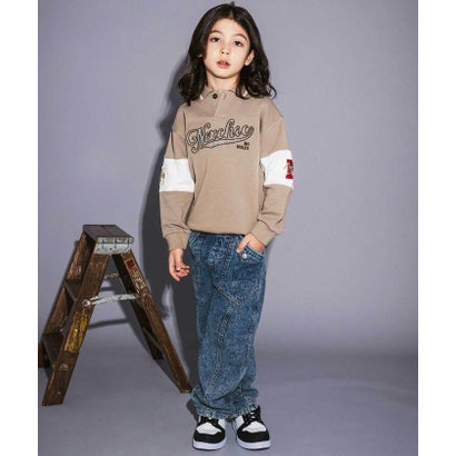 ネクシック nexchic ワッペン襟付き裏毛ポロシャツ(110~150cm) （ベージュ）｜詳細画像
