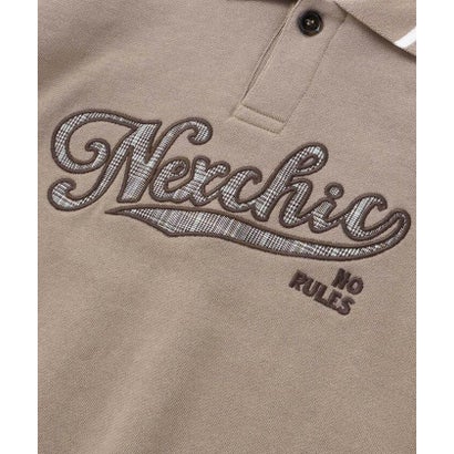 ネクシック nexchic ワッペン襟付き裏毛ポロシャツ(110~150cm) （ベージュ）｜詳細画像