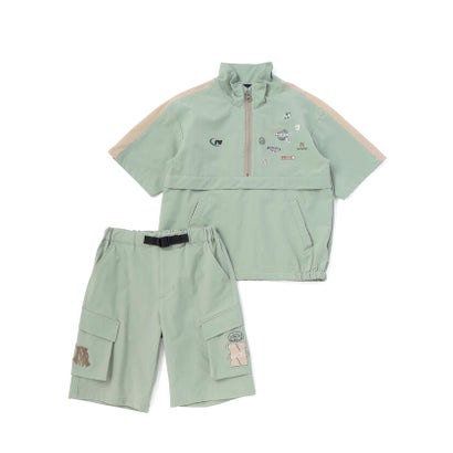 ネクシック nexchic 半袖ハーフジップ＆ハーフパンツ セットアップ(110~150cm) （グリーン）｜詳細画像