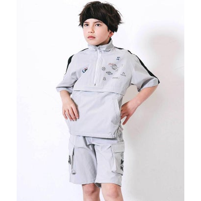 ネクシック nexchic 半袖ハーフジップ＆ハーフパンツ セットアップ(110~150cm) （グレー）｜詳細画像