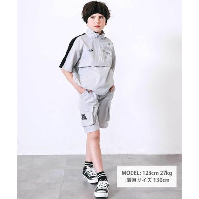 ネクシック nexchic 半袖ハーフジップ＆ハーフパンツ セットアップ(110~150cm) （グレー）｜詳細画像
