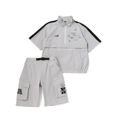 ネクシック nexchic 半袖ハーフジップ＆ハーフパンツ セットアップ(110~150cm) （グレー）｜詳細画像