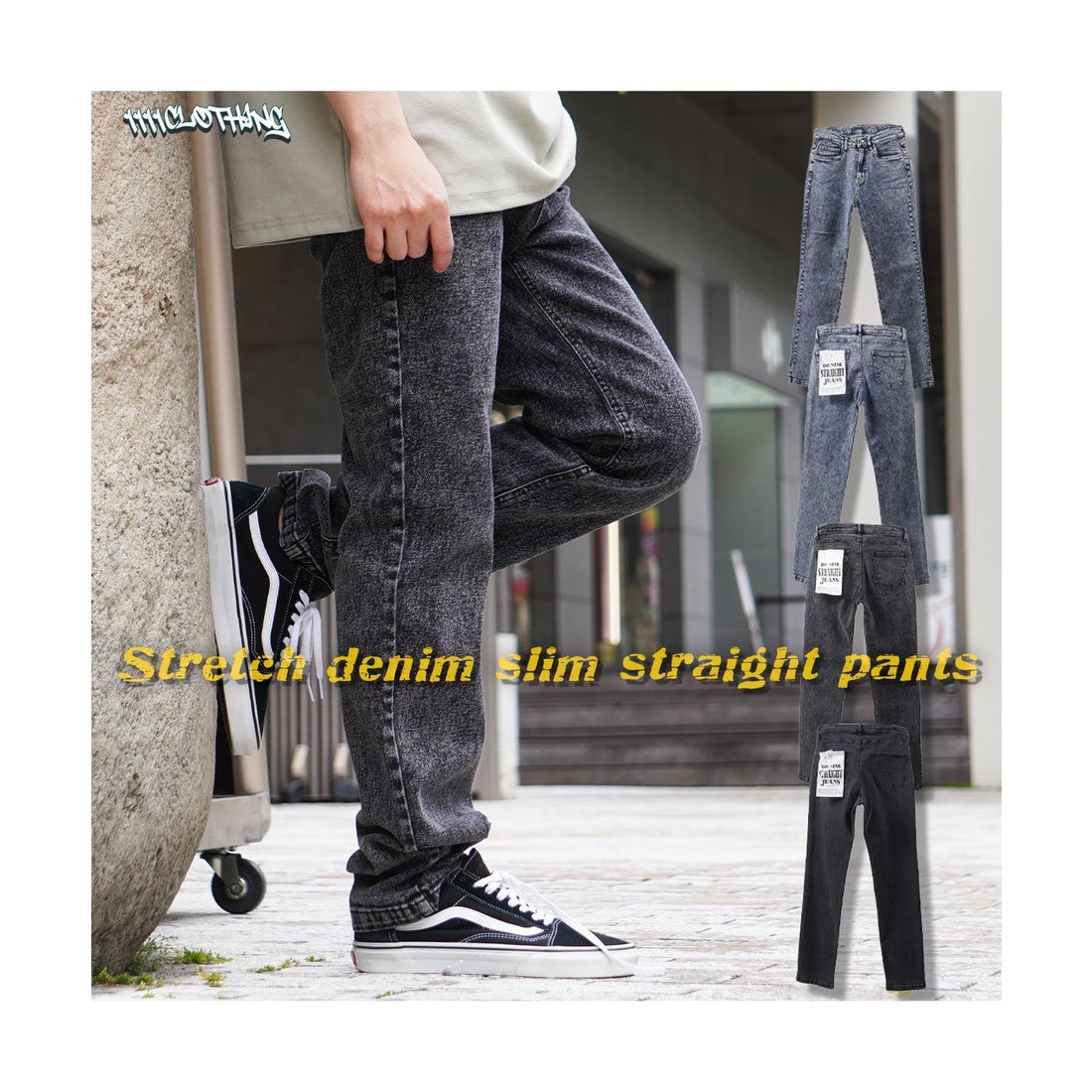 ワンフォークロージング 1111clothing デニムパンツ スリム メンズ 