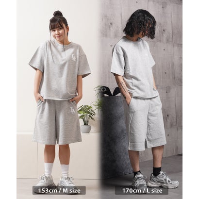 ワンフォークロージング 1111clothing LA ロゴ刺繍 スウェットショートパンツ （GRAY）｜詳細画像