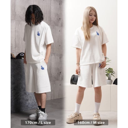 ワンフォークロージング 1111clothing LA ロゴ刺繍 スウェットショートパンツ （GRAY）｜詳細画像