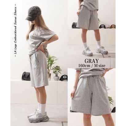 ワンフォークロージング 1111clothing LA ロゴ刺繍 スウェットショートパンツ （WHITE）｜詳細画像