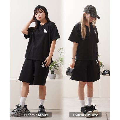 ワンフォークロージング 1111clothing LA ロゴ刺繍 スウェットショートパンツ （NAVY）｜詳細画像