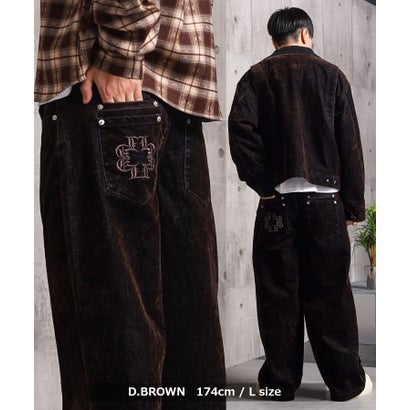 フロッキーデニム Wポケットワイドストレートパンツ / セットアップ対応 （D.NAVY）｜詳細画像