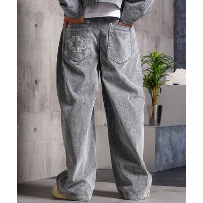 フロッキーデニム Wポケットワイドストレートパンツ / セットアップ対応 （I.BLUE）｜詳細画像