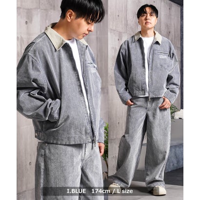フロッキーデニム デトロイトジャケット / クロップド ワイドワークブルゾン（セットアップ対応） （D.NAVY）｜詳細画像