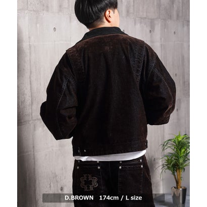 フロッキーデニム デトロイトジャケット / クロップド ワイドワークブルゾン（セットアップ対応） （D.NAVY）｜詳細画像
