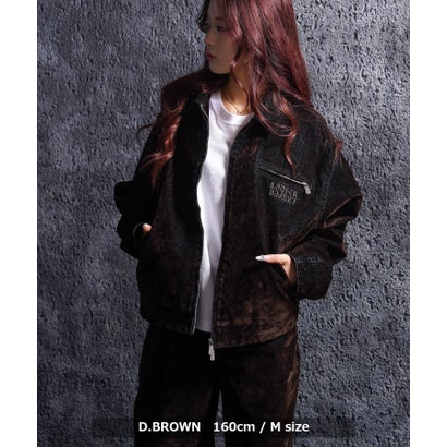 フロッキーデニム デトロイトジャケット / クロップド ワイドワークブルゾン（セットアップ対応） （D.NAVY）｜詳細画像